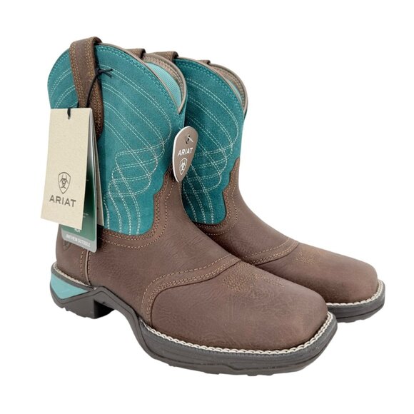 Ariat Womens Leather Dark Cotage Suede Turquoise Anthem Shortie Boots Sz 6B NWOB - Picture 6 of 13